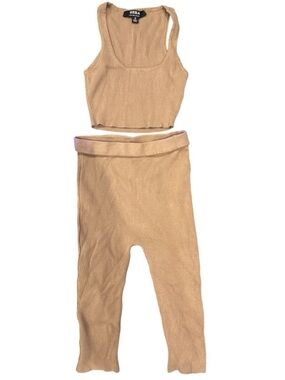 HERA Ribbed Two-Piece Tank & Legging Set in Camel